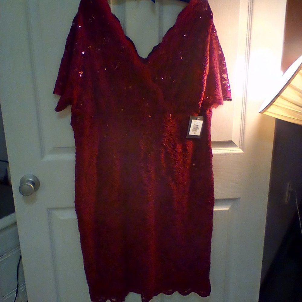 Marina Cranberry lace size 20W (runs small), scallop design